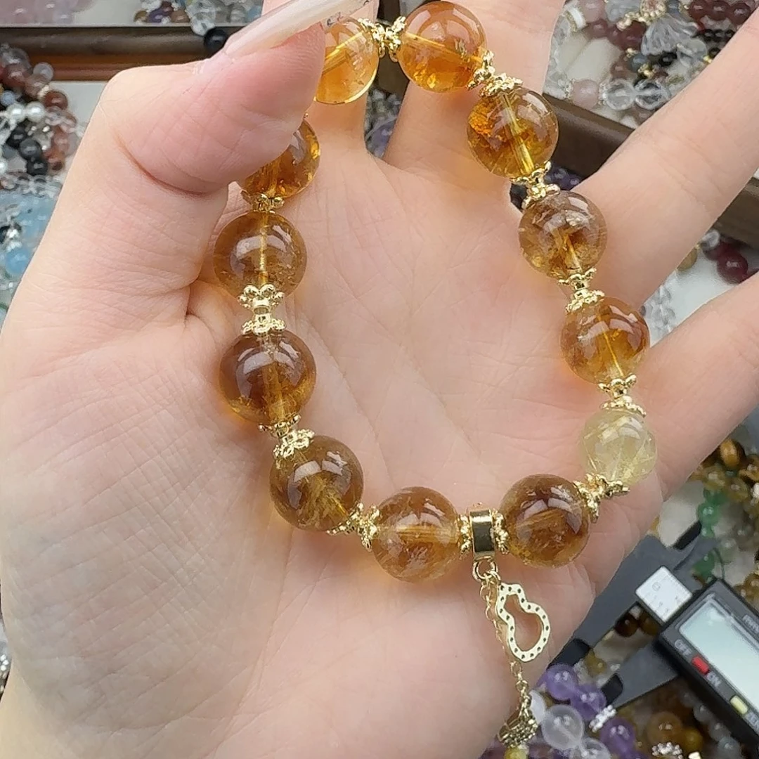 烟晶手链银S925镶嵌好