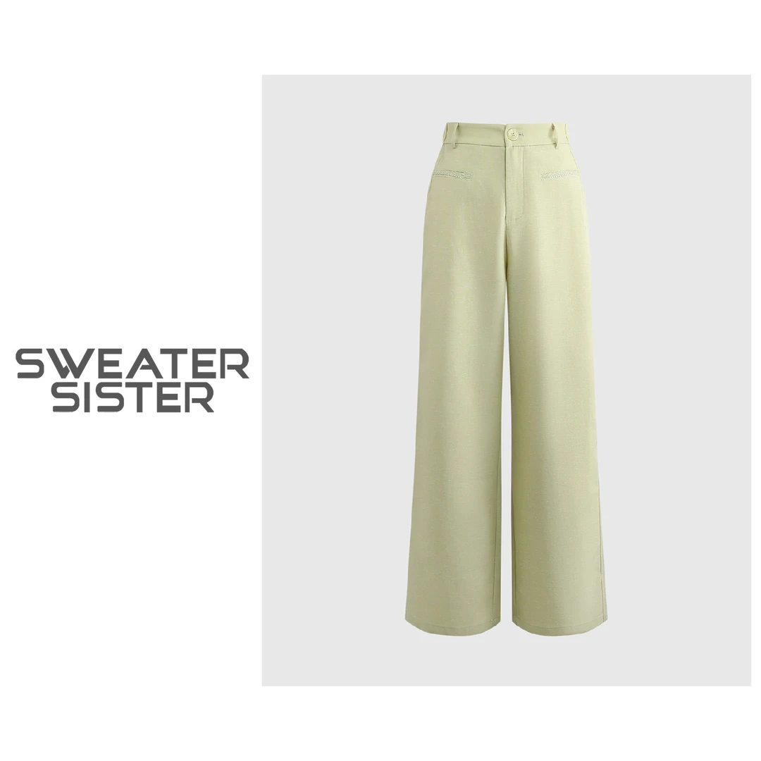 新款显瘦垂感宽松直筒休闲裤女551-184