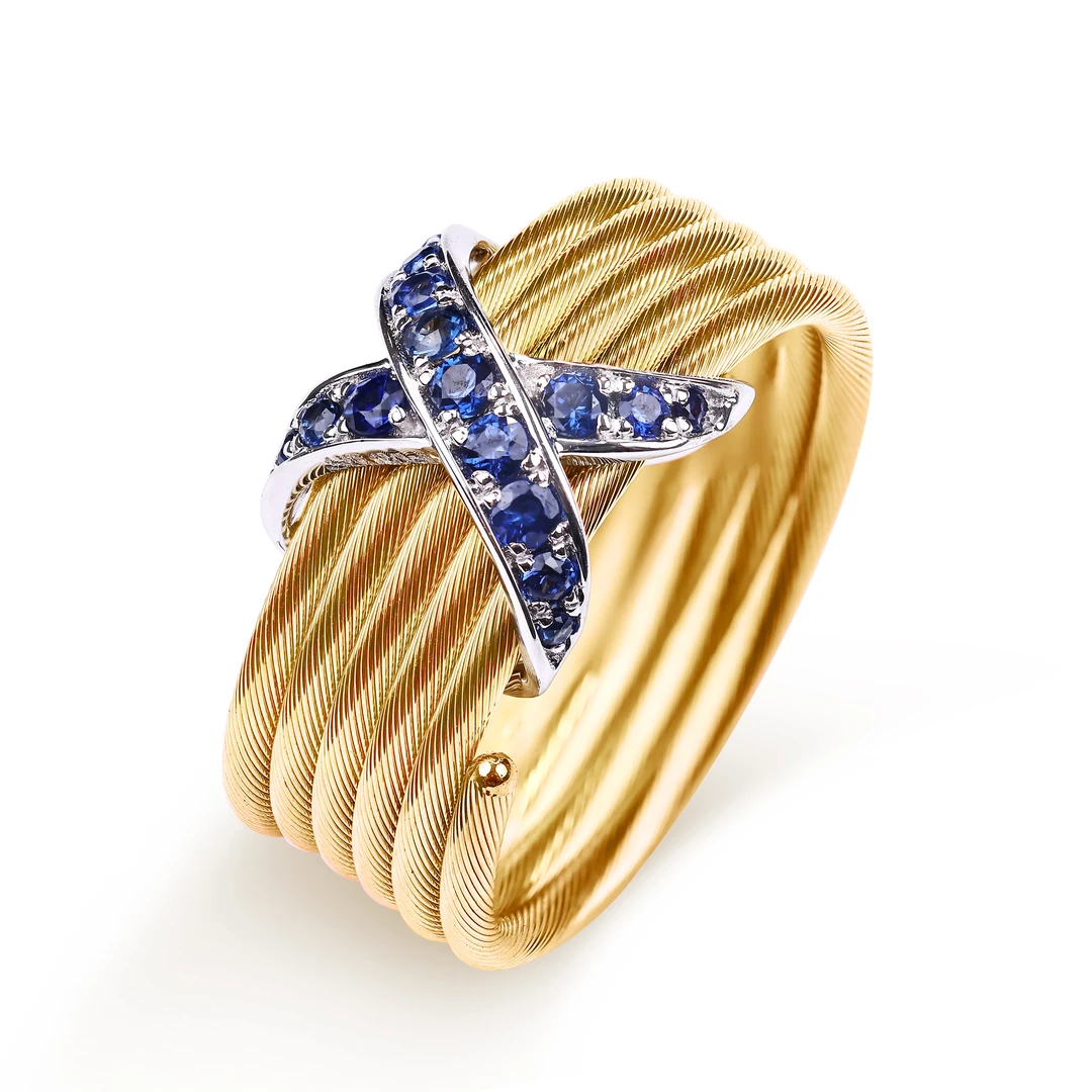 迈隆珠宝钻⽯戒指意大利设计款简约纯手工气质轻奢绕丝蓝宝蝶戒