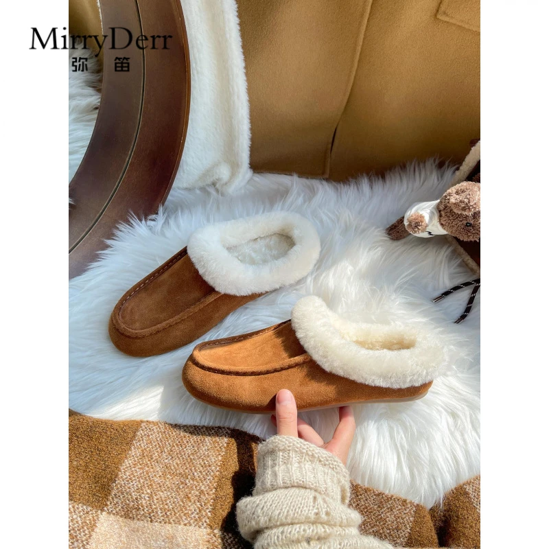高端皮毛一脚蹬雪地靴女2025年冬季新款时尚勃肯毛毛鞋加绒乐福鞋