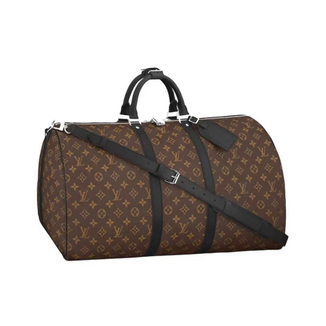 99新 LouisVuitton/路易威登 经典keepall55棕老花满印旅行袋