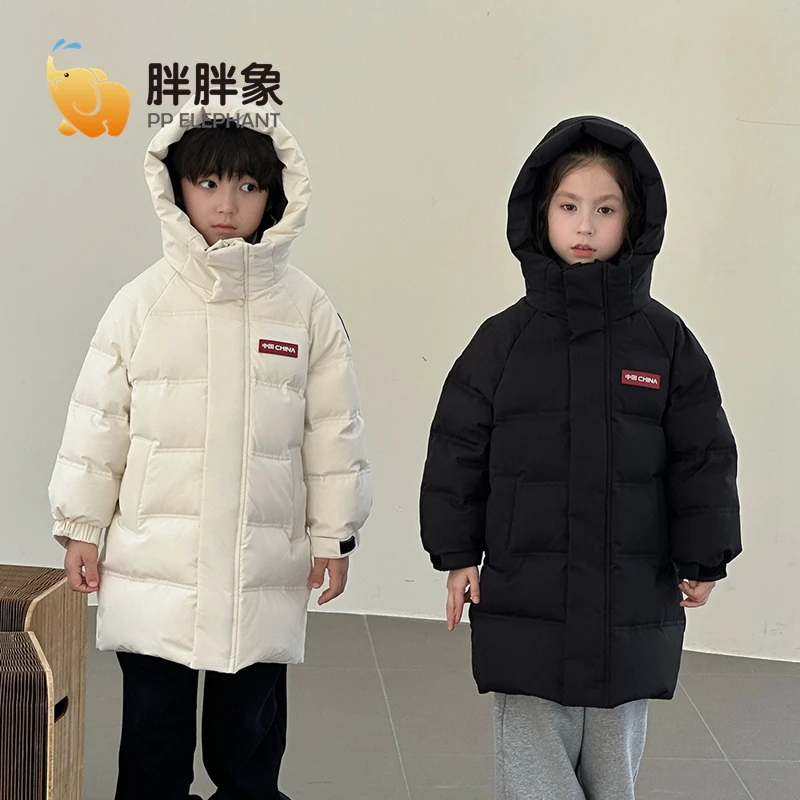 【胖胖象】2025新款儿童中长款韩版时尚学生连帽加厚洋气羽绒服Q15