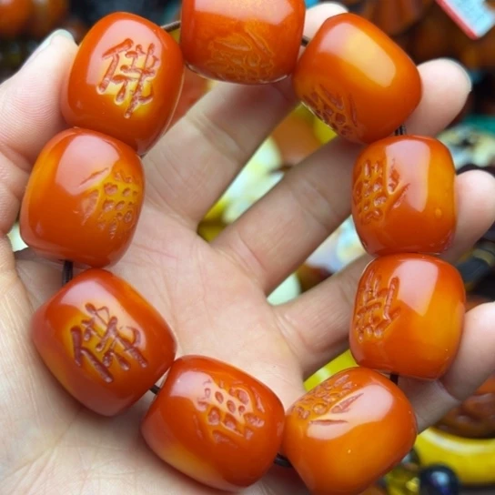 琥珀（花珀）手串未镶嵌蜜蜡