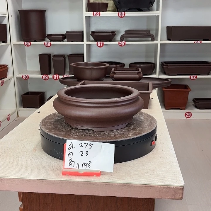 紫砂花盆束口圆盆
