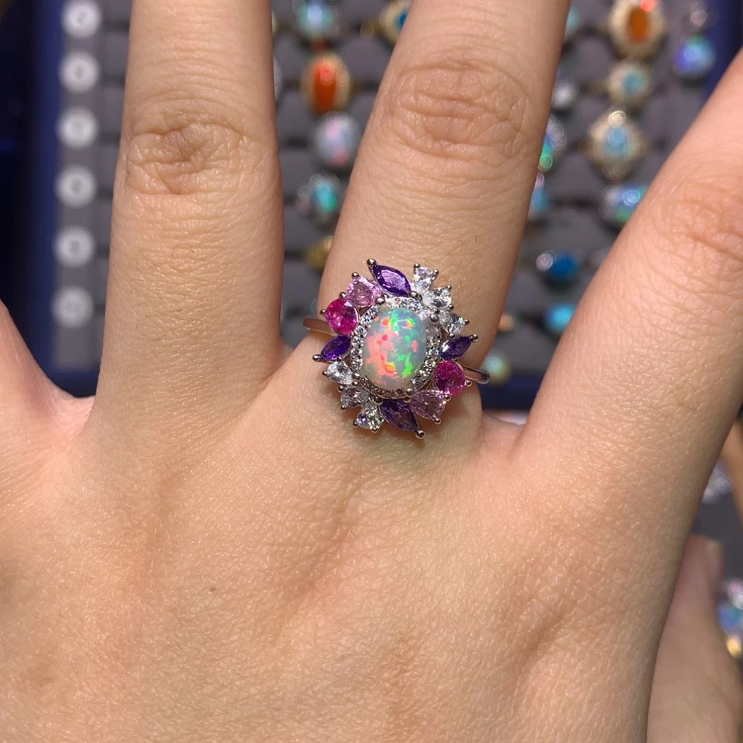 银S925镶嵌欧泊戒指