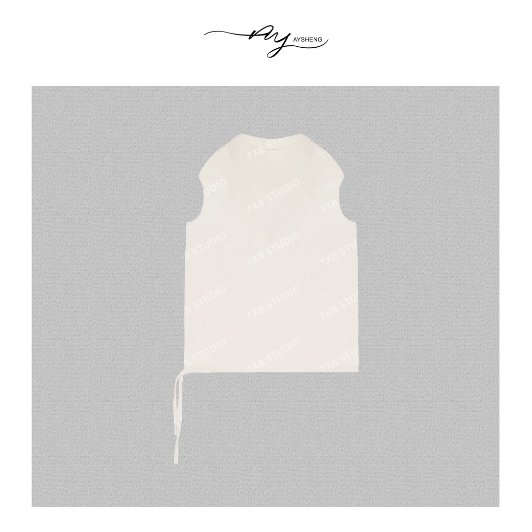 TXB 25夏亚麻棉后背设计交叉露背挂脖无袖上衣XB-7539