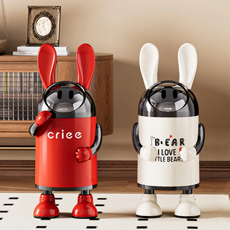 星优创意轻奢兔耳朵垃圾桶带手带脚可爱造型客厅卫生间翻盖纸篓