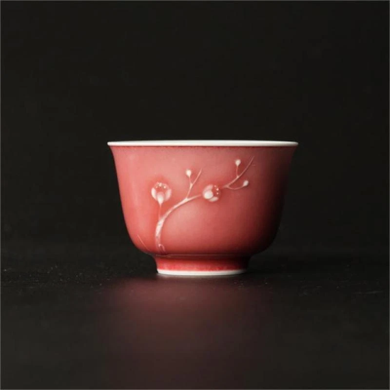 SH3006[学茶严选]豇豆红梅花西施杯陶瓷