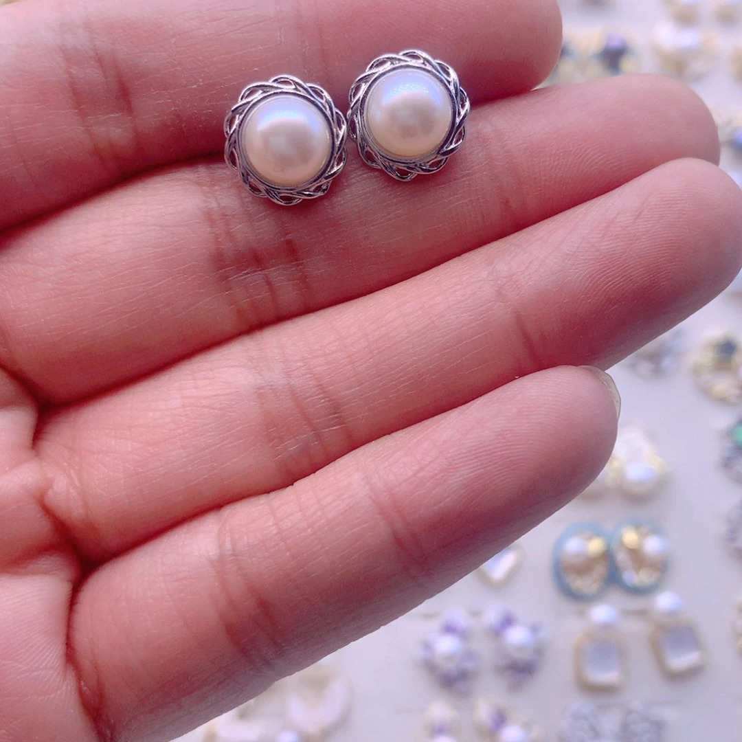 淡水珍珠耳饰合金