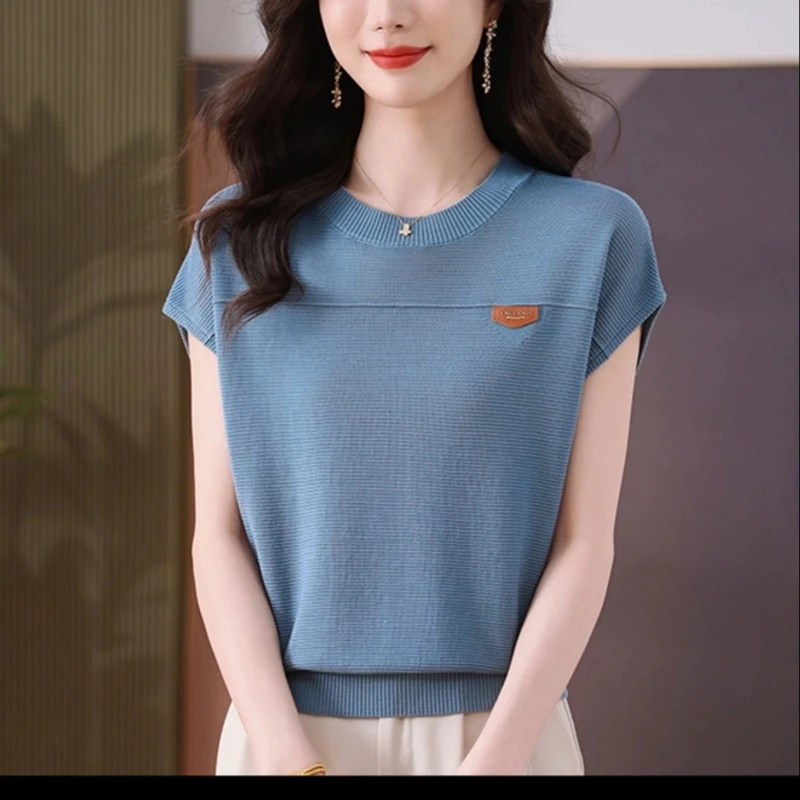 莱赛尔天丝短袖时尚圆领薄款3D针织夏季韩版T恤透气休闲宽松显瘦