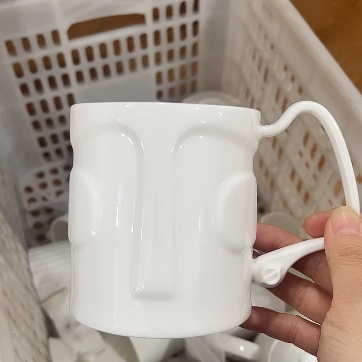 瓷片微瑕骨瓷纯白马克杯女生