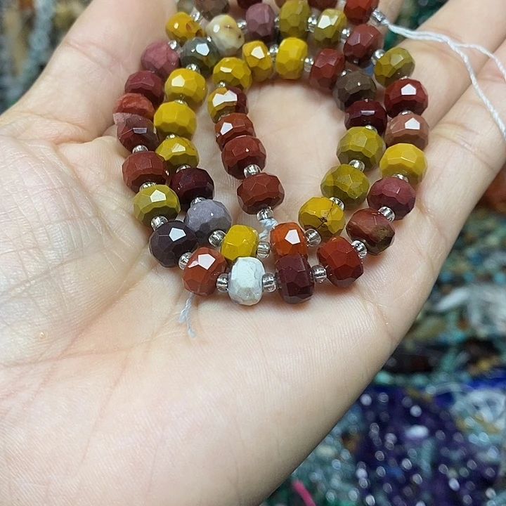 玛瑙/玉髓未镶嵌珠宝半成品天然蛋黄石切面车轮卡8mm一条