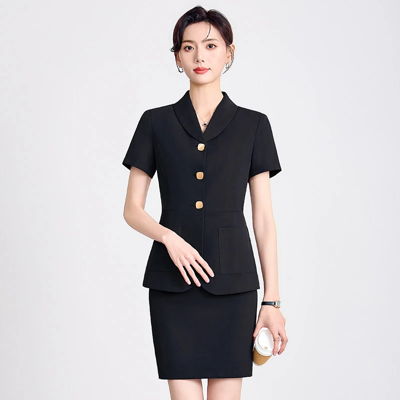 职业西装套装女士新款夏季房地产售楼部销售正装短袖工作服8620