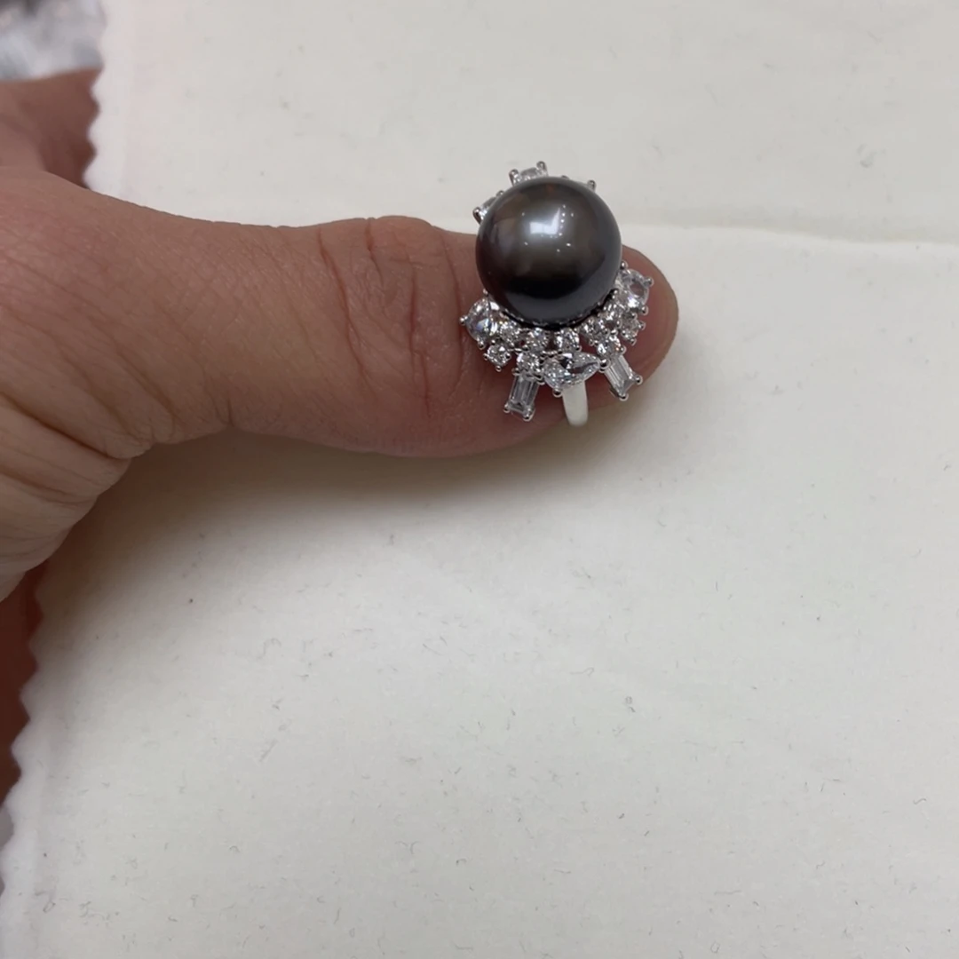 戒指海水珍珠银S925镶嵌