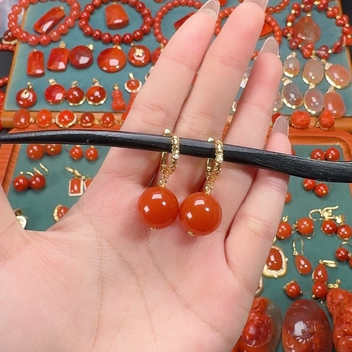 南红玛瑙银S925镶嵌14+