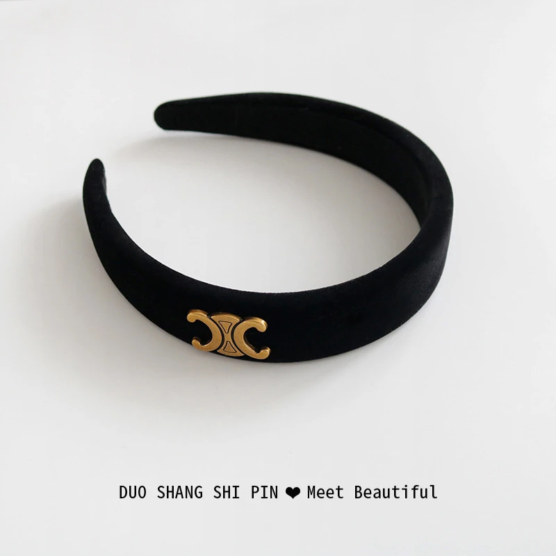 黑色复古发箍丝绒轻奢法式高颅顶头箍洗脸氛围感发捆压发发卡头饰