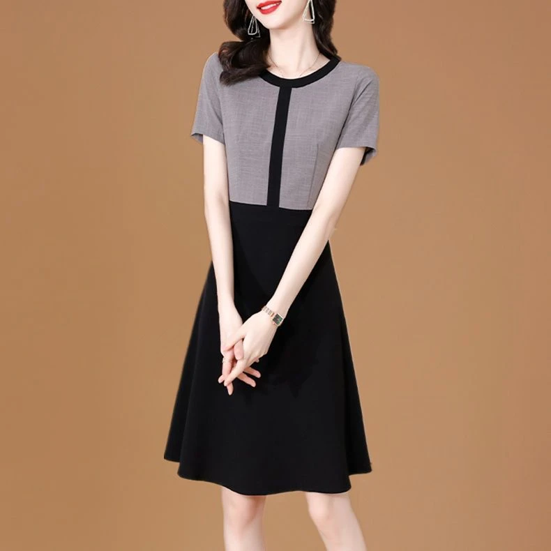 气质拼接连衣裙女士2025新款时尚夏季妈妈高级感洋气裙子显瘦女装