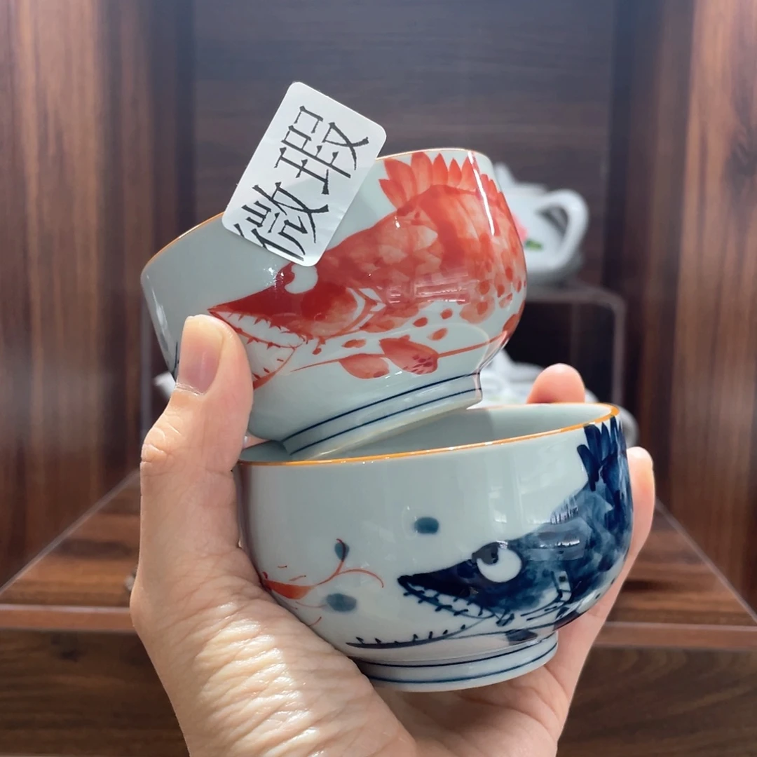 釉下手绘茶具微瑕