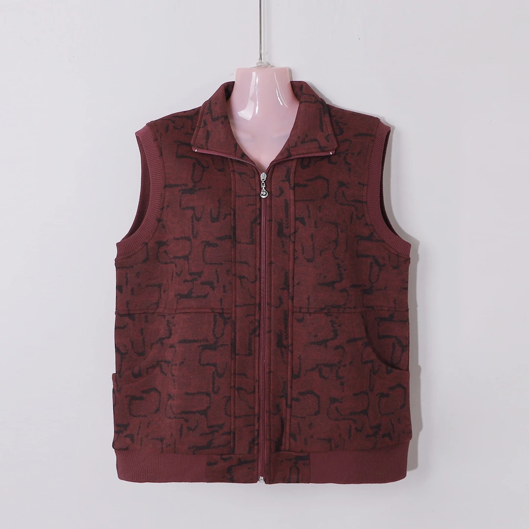 新款大码中老年女装妈妈打底马甲时尚休闲翻领奶奶保暖宽松马夹女