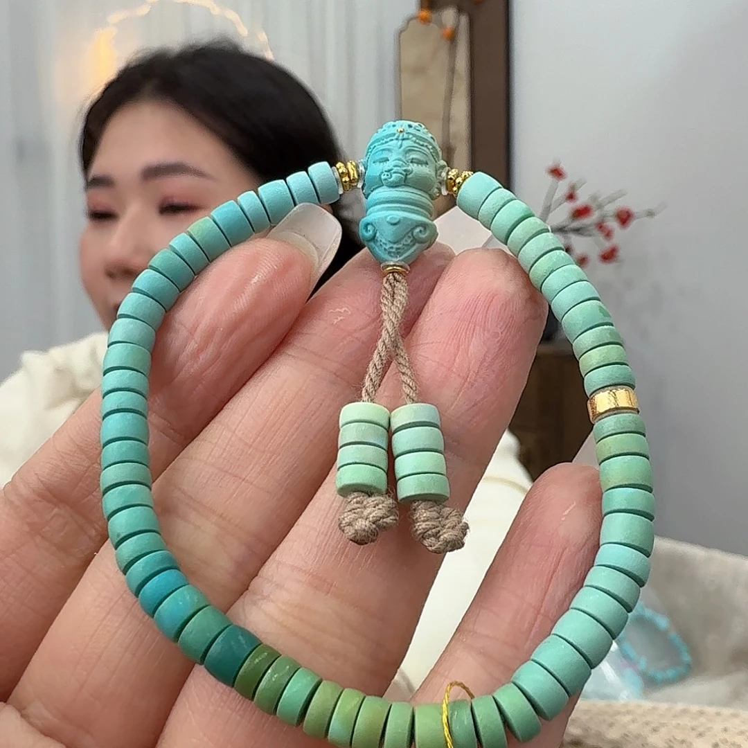 绿松石18K金镶嵌挂件