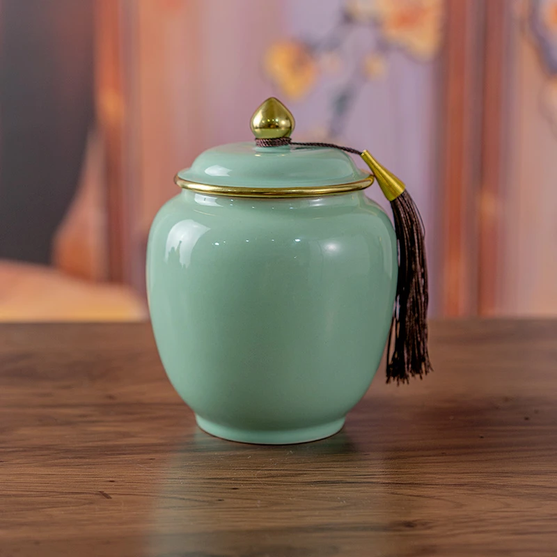 汝窑天青茶叶罐5903
