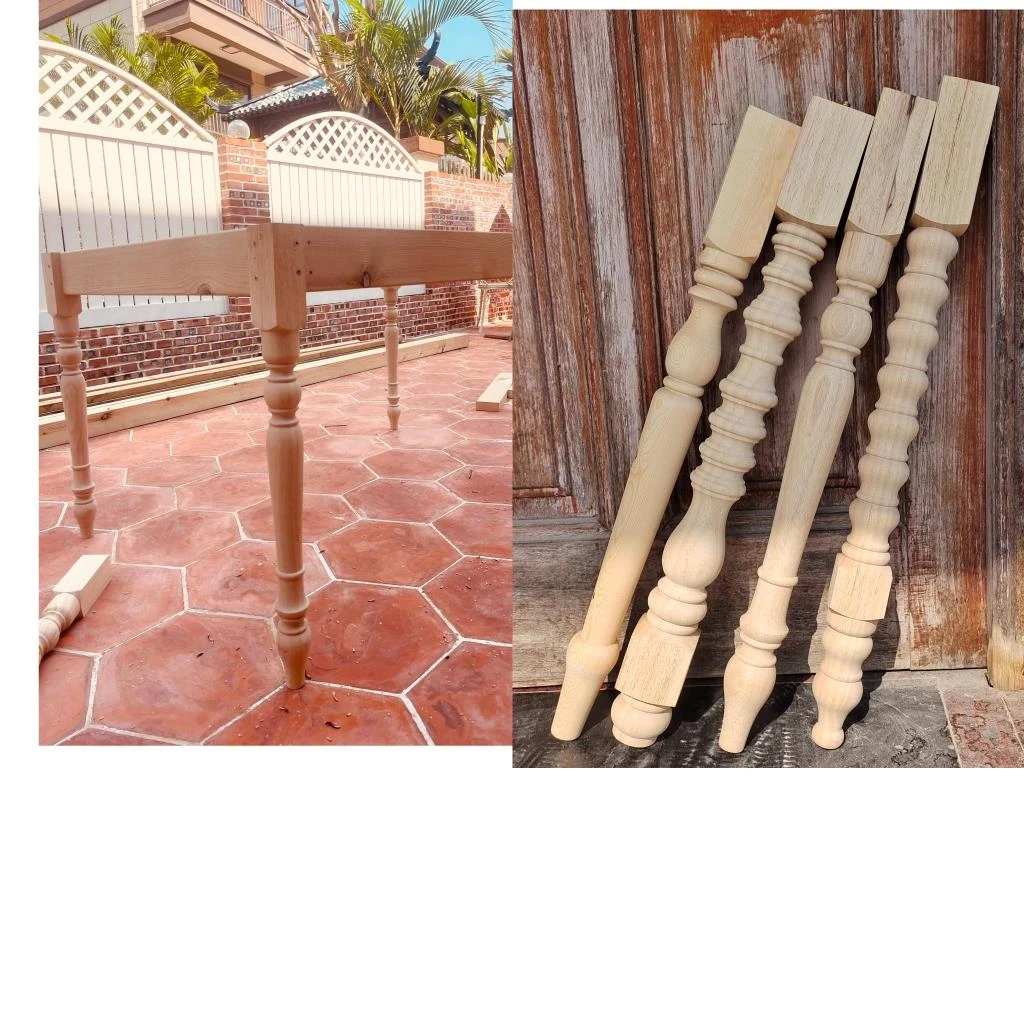 法式复古家具实木桌腿网红博主DIY自制餐桌腿茶几腿木柜腿木腿圆