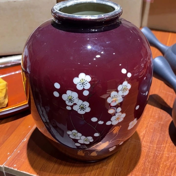 紫***风日本瓷器花瓶大漏