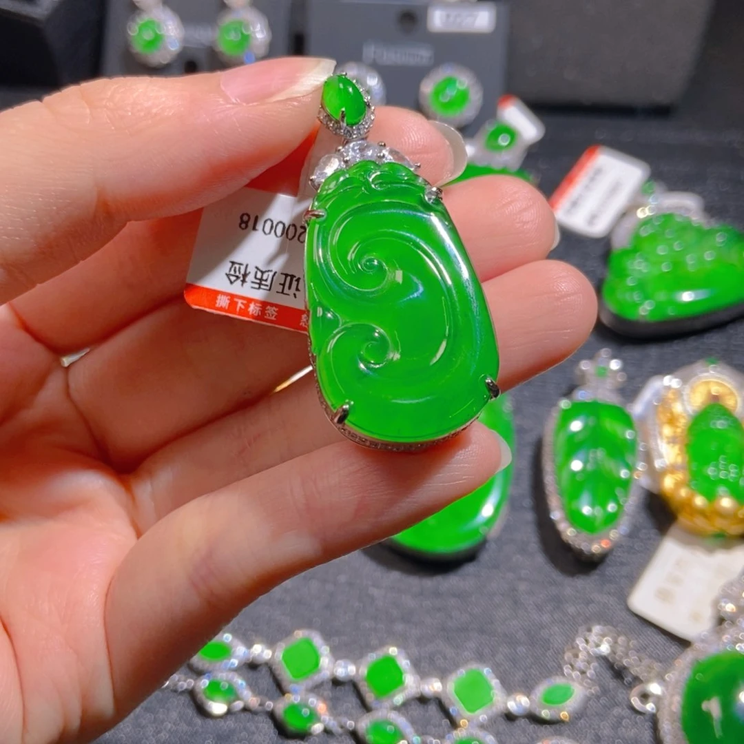 翡翠银S925镶嵌吊坠(不含链)