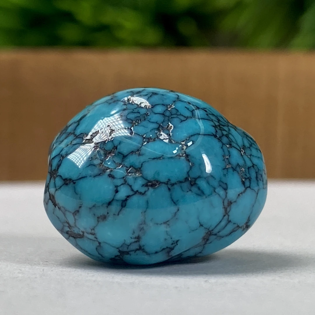 天然原矿绿松石云盖寺乌蓝花随形配珠14.5*16mm重4.1克地大质检