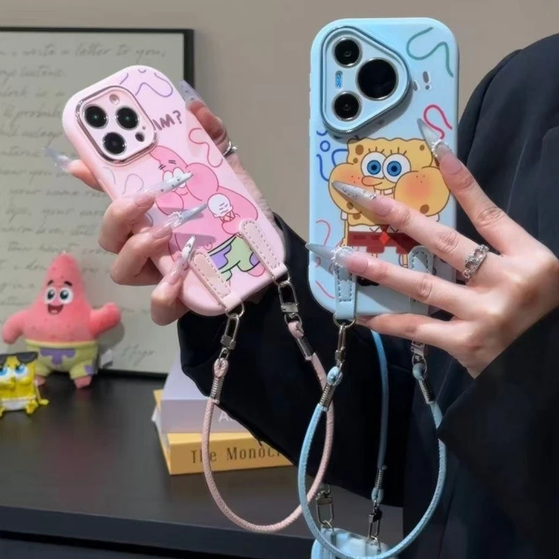 适用海绵派大星挂绳苹果17/16promax胖子手机壳华为vivo小米oppo