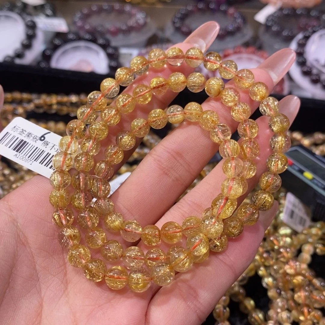 水晶手串未镶嵌金发晶多圈6.8m m