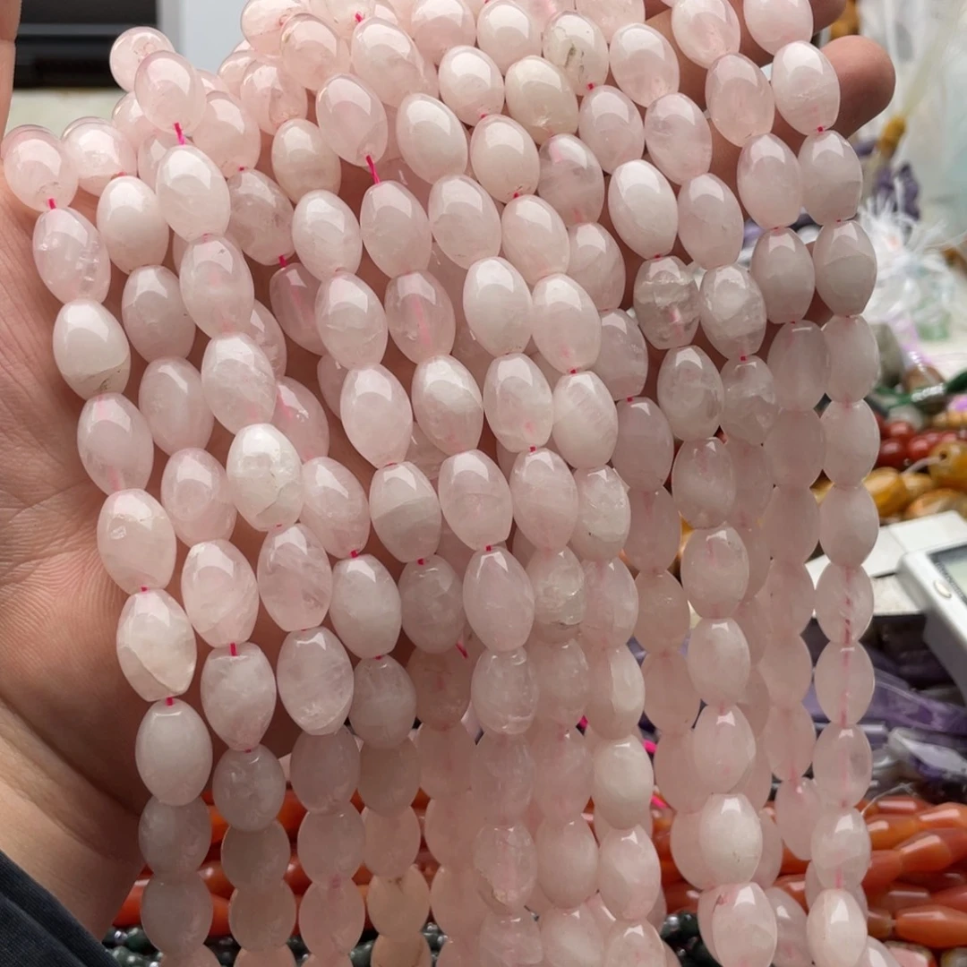 玛瑙/玉髓合金珠宝半成品一条装粉阿赛桶珠10*14mm