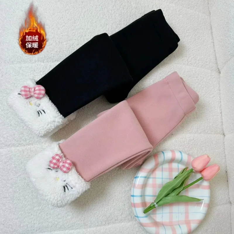 L2313新款宝宝加绒打底裤外穿洋气秋冬女童一体绒裤子中小童保暖