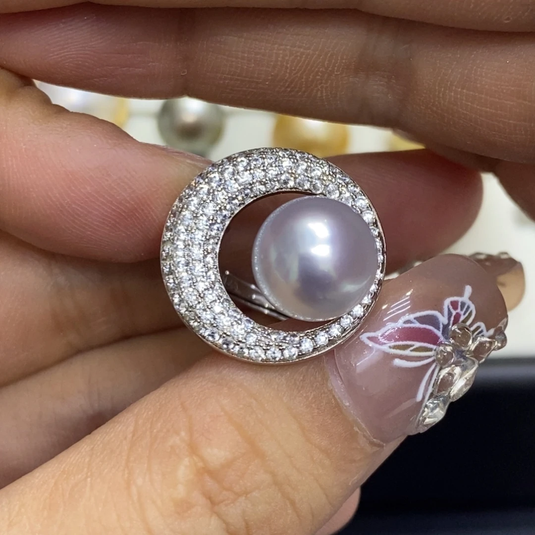 戒指银S925镶嵌海水珍珠