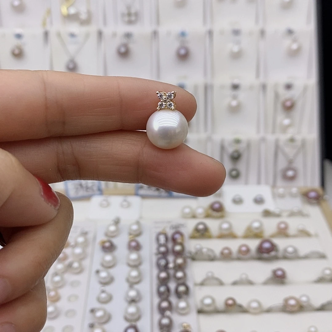 淡水珍珠吊坠(不含链)银S925镶嵌