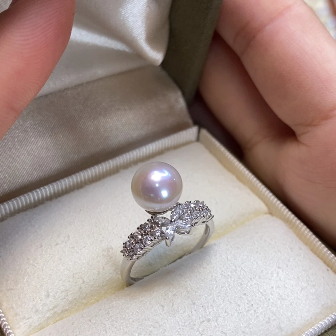 淡水珍珠戒指银S925镶嵌微瑕