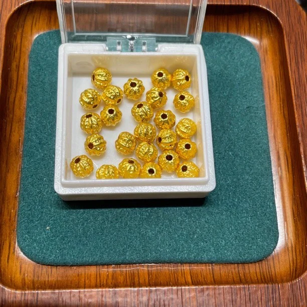 足金999素金5D硬金6mm核桃珠一对（此单发2颗）