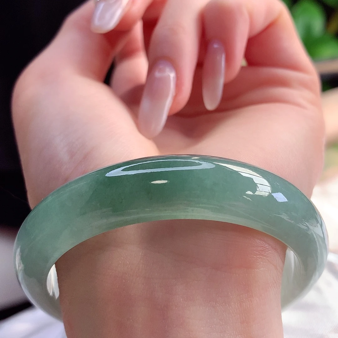 未镶嵌手镯翡翠天然A货翡翠56-57江南烟雨朦胧美镯4号