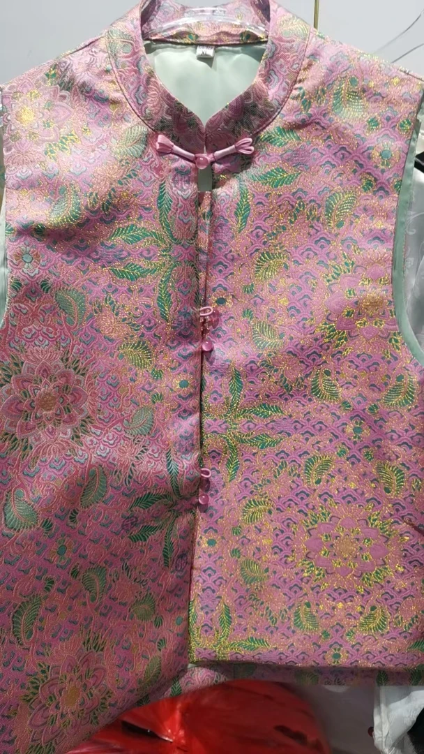 国风提花马甲女叠穿上衣2025春季新款新中式复古宋锦盘扣马夹外套