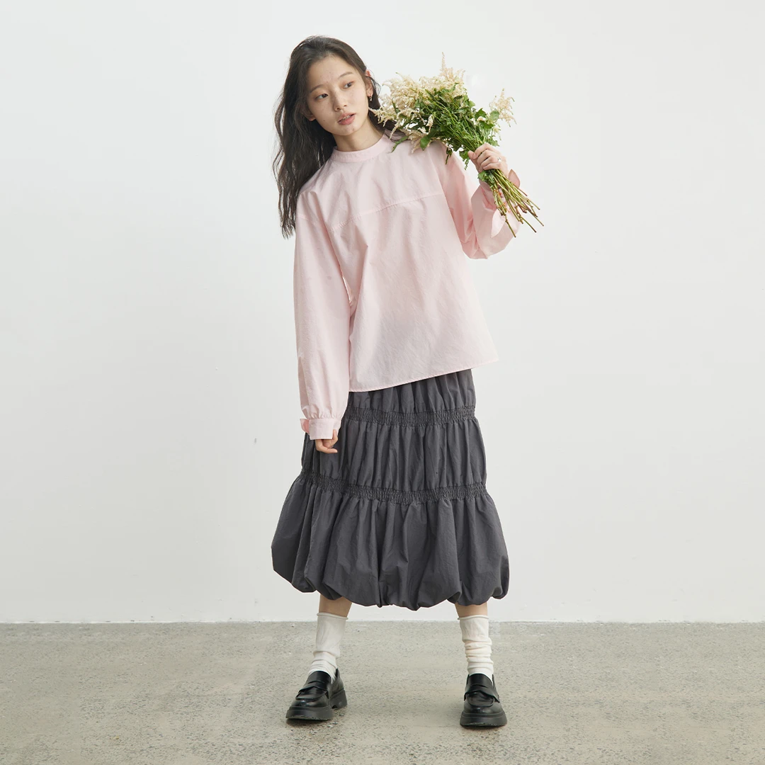 【垂耳兔衬衫】步履不停 早春百搭打结女生感打褶罩衫长袖衬衫