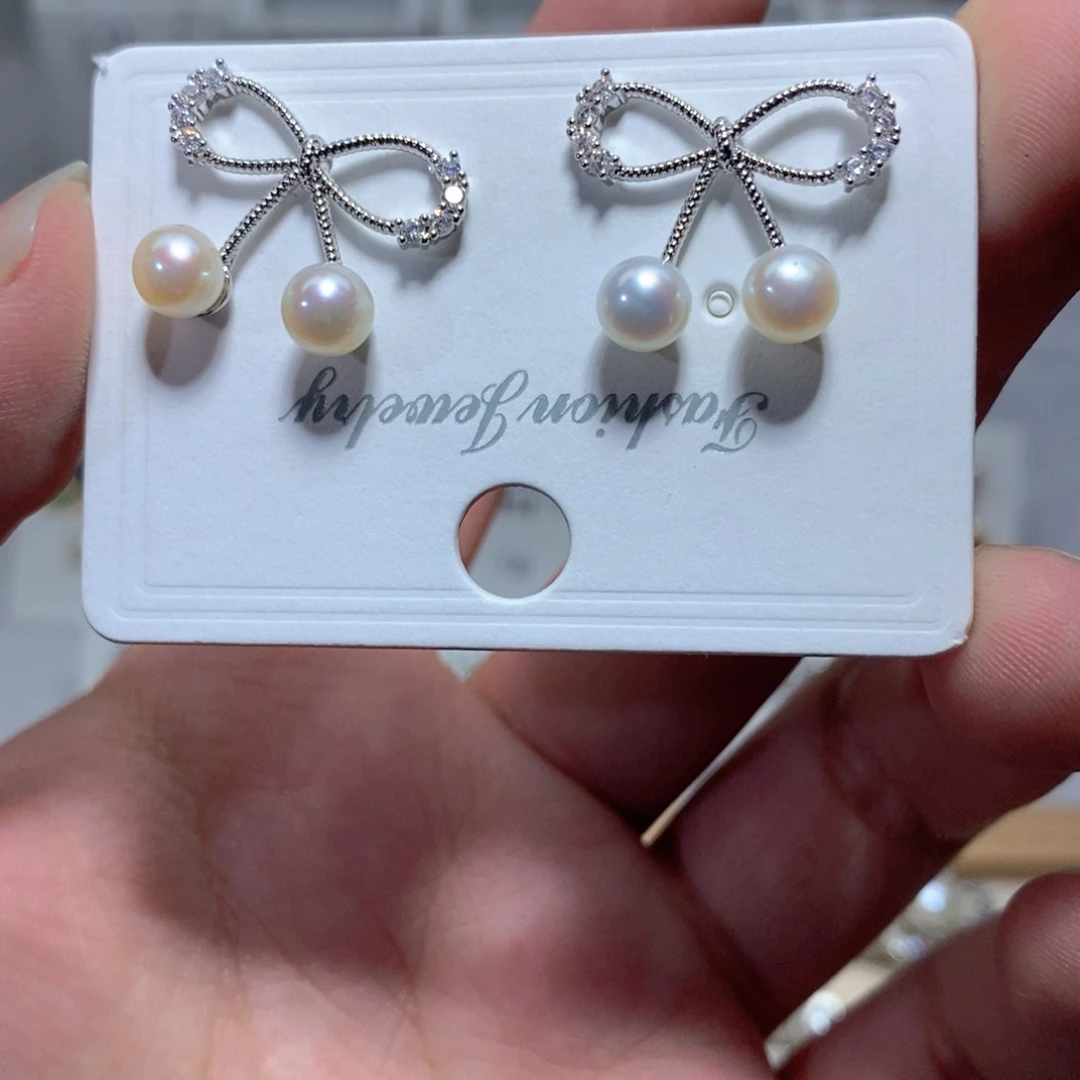 银S925镶嵌淡水珍珠耳饰