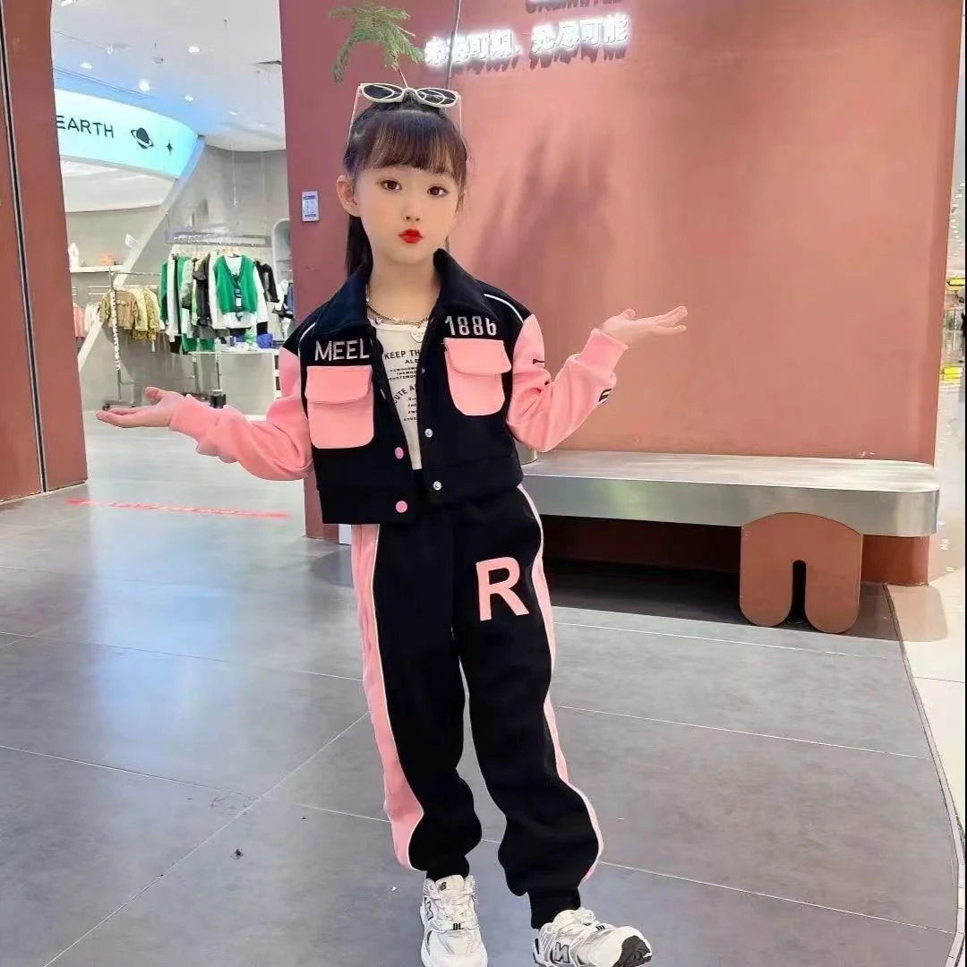 女童秋装套装2025新款洋气运动春秋款儿童秋季外套卫衣女孩两件套