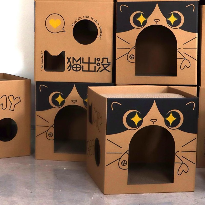 姚工匠猫窝猫抓板瓦楞纸猫睡觉窝猫纸盒猫箱猫咪纸箱可替换抓板