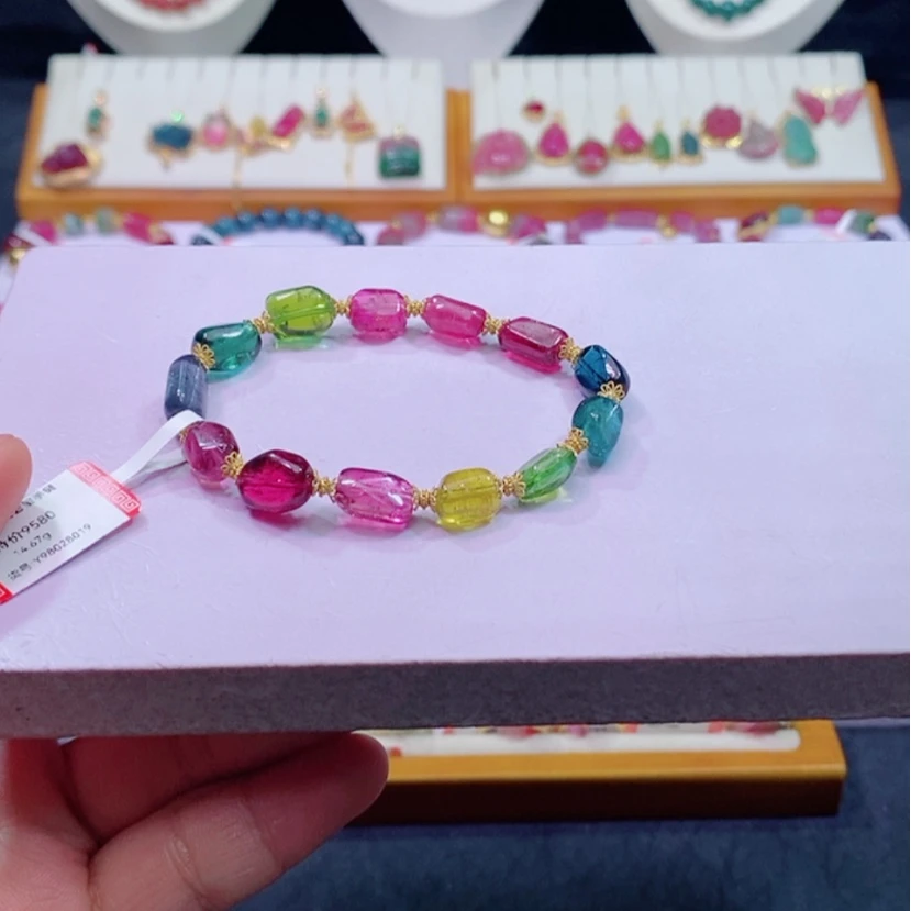 【闪购商品】碧玺碧玺m18K金镶嵌随行手链