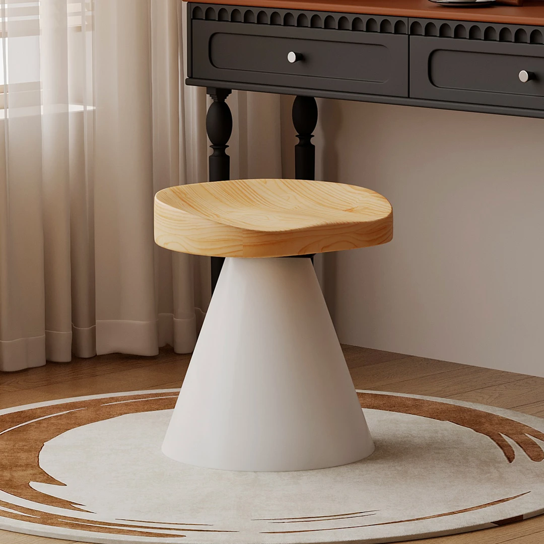 实木可旋转梳妆凳卧室梳妆台椅子小户型女生不占空间网红化妆凳子