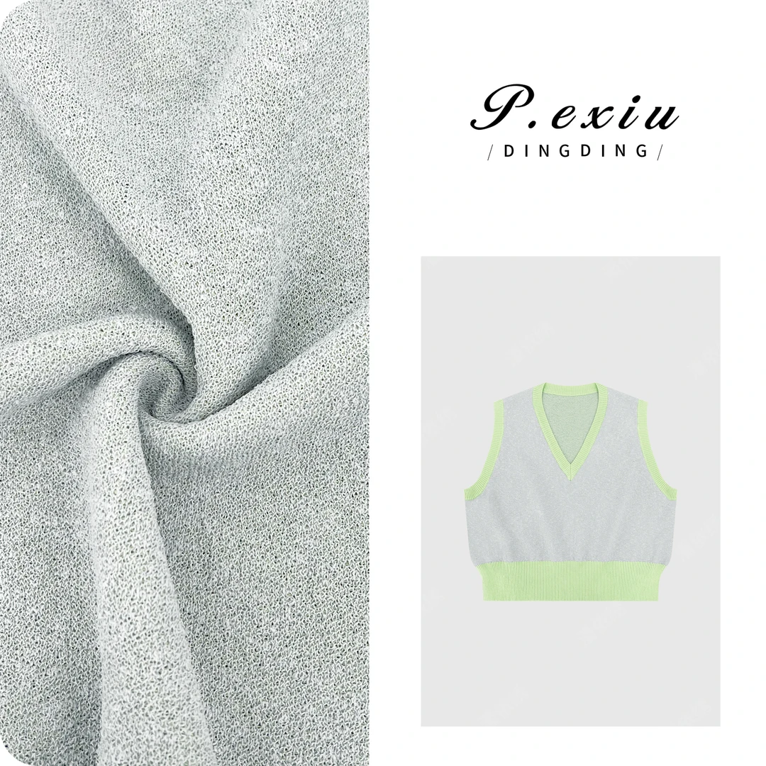 PanYiXiu/潘依绣【夏之青梅】人丝竹节纱撞色V领无袖针织马甲ZZ0519