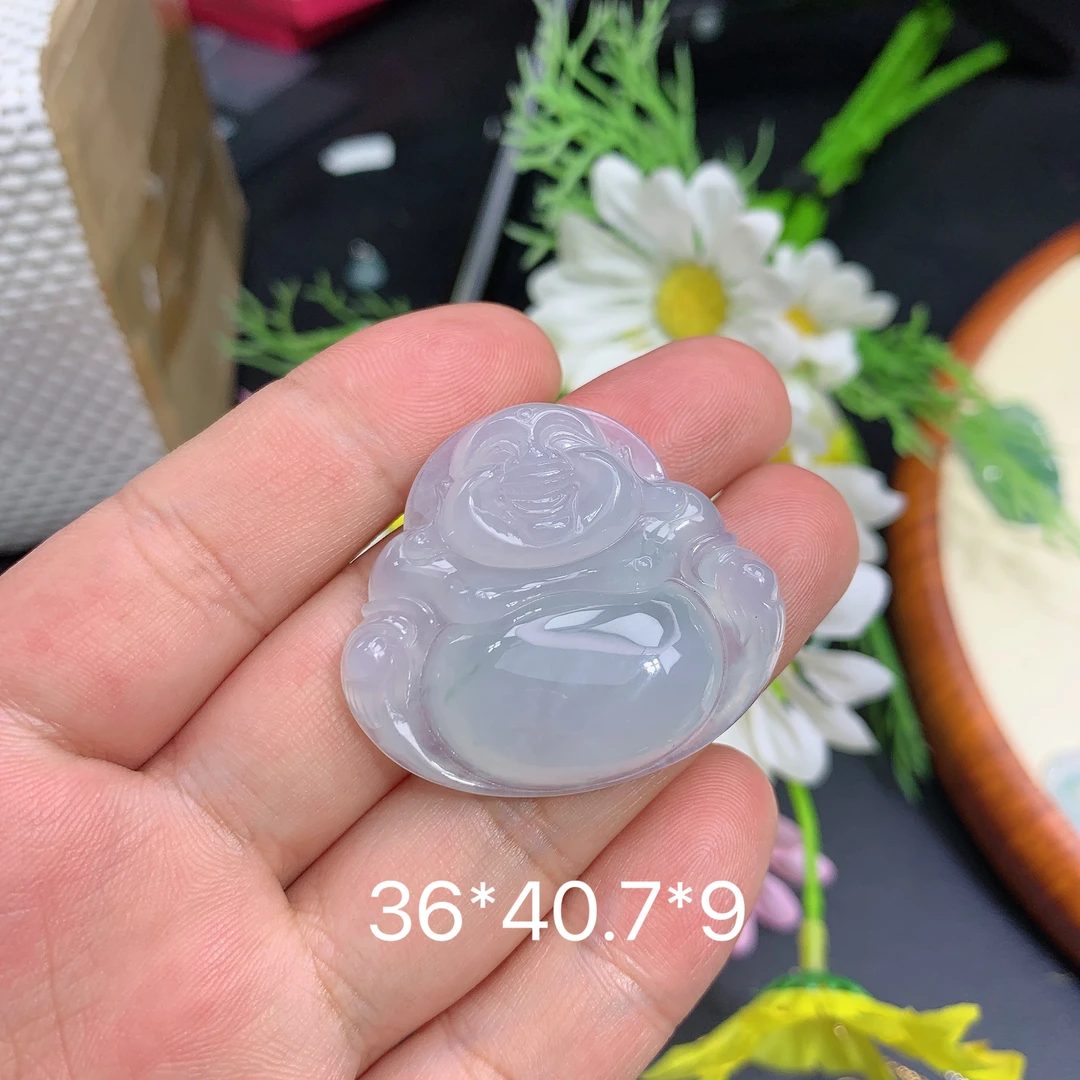 天然缅甸翡翠A货冰种飘花佛公雅挂件高冰精百搭冰透冰润妈妈气质