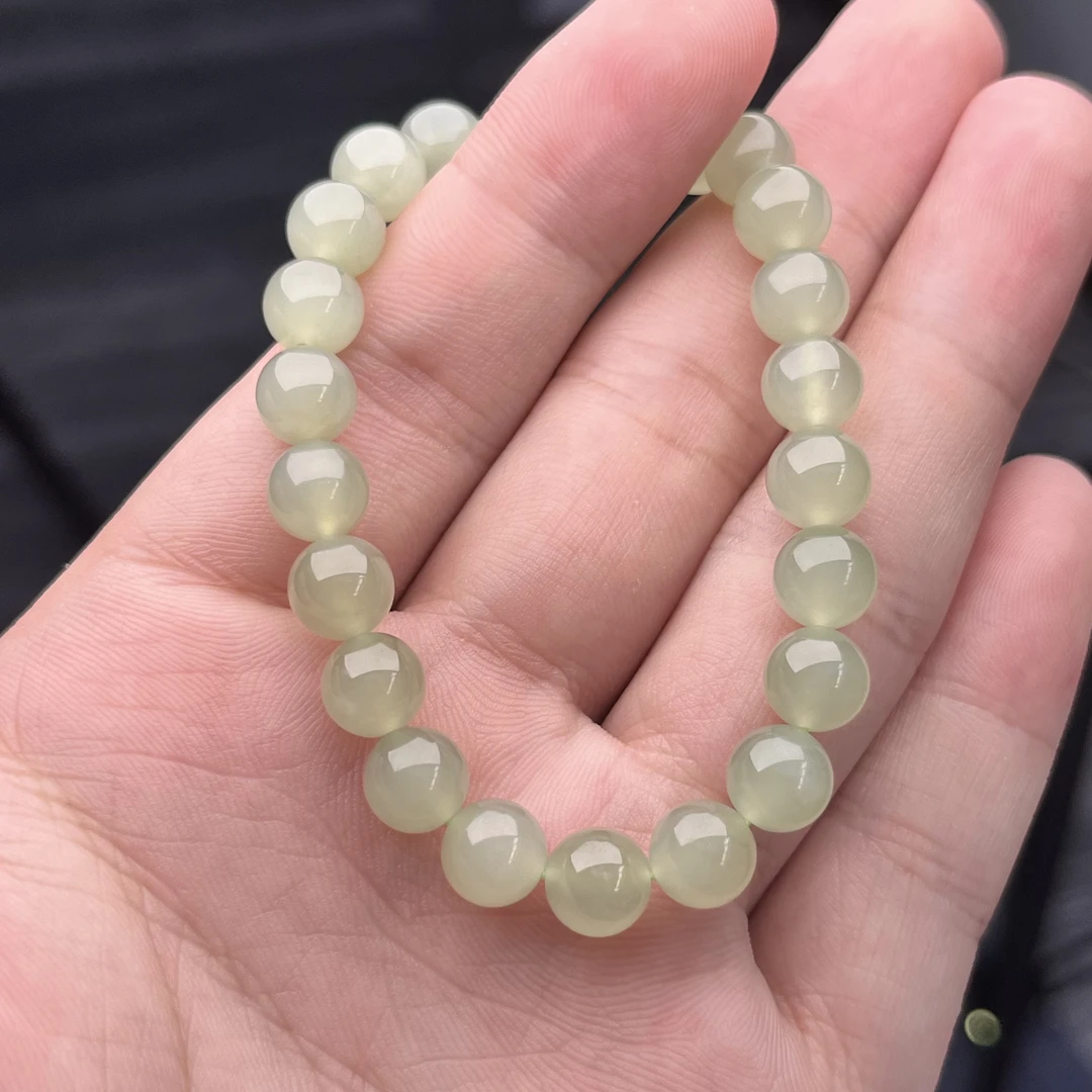 天然和田玉Q08高冰晴水手串女士轻奢简约百搭素圈时尚多样发其一