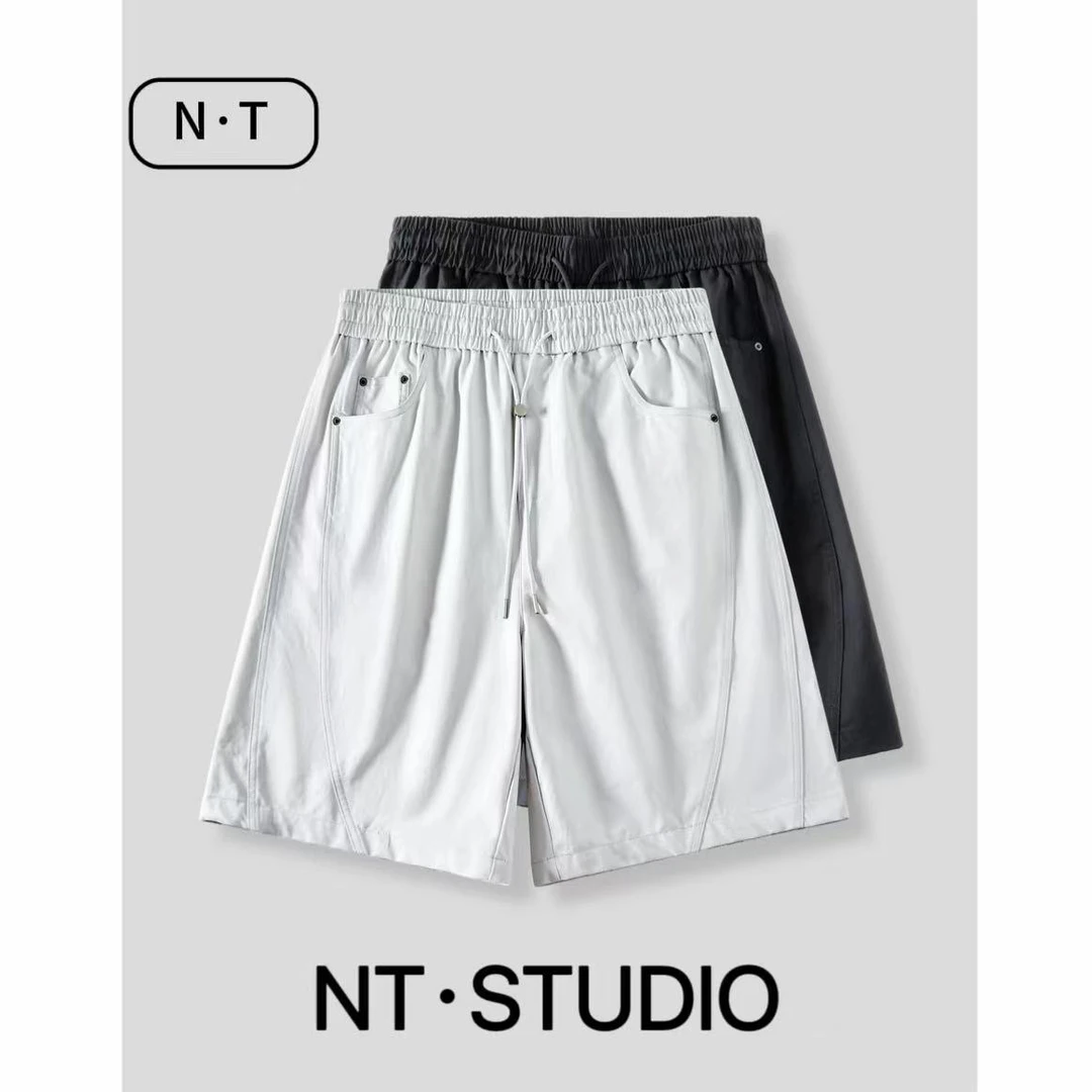 夏季新款牛仔休闲铆钉抽绳五分直筒短裤透气舒适百搭6713