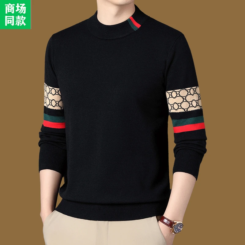 法帝卡尔克高端男士长袖卫衣半高领羊毛衫冬季保暖羊绒打底衫毛衣